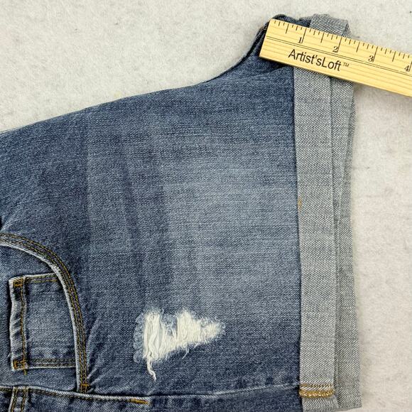 Forever 21 Womens Distressed Denim Shorts Size 29 Button Fly Cuffed Jean - Picture 7 of 9